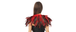 Cape épaulette gothique en vraie plumes rouge en vente chez Be Happy à Paris et en ligne.