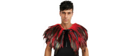 Cape épaulette gothique en vraie plumes rouge en vente chez Be Happy à Paris et en ligne.