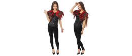 Cape épaulette gothique en vraie plumes rouge en vente chez Be Happy à Paris et en ligne.