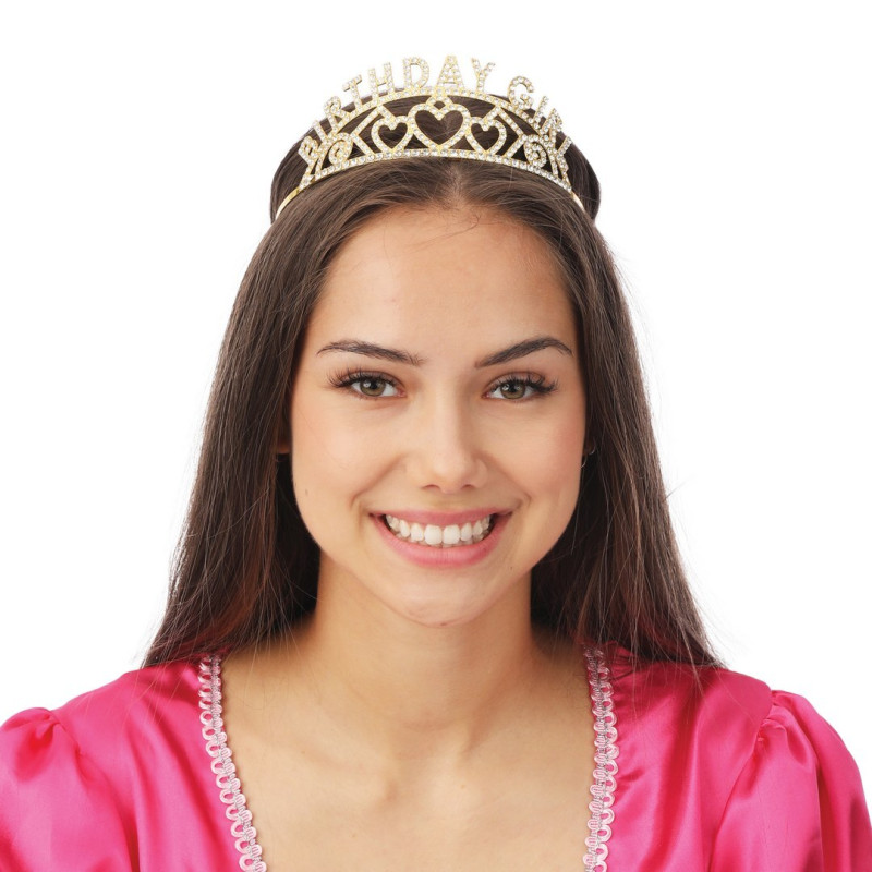 Diadème anniversaire adulte en métal couleur or, couronne birthday girl en vente chez Be Happy