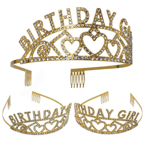 Diadème anniversaire adulte en métal couleur or, couronne birthday girl en vente chez Be Happy