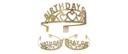 Diadème anniversaire adulte en métal couleur or, couronne birthday girl en vente chez Be Happy
