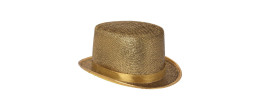Chapeau haut de forme luxe en couleur doré en vente chez Be Happy pour vos soirée festif et à thème