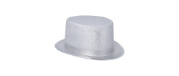 Chapeau haut de forme luxe en couleur argenté en vente chez Be Happy pour vos soirée festif et à thème