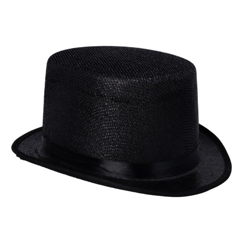 Chapeau haut de forme luxe en couleur noir en vente chez Be Happy pour vos soirée festif et à thème