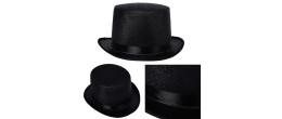 Chapeau haut de forme luxe en couleur noir en vente chez Be Happy pour vos soirée festif et à thème