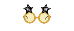 Lunettes "Happy New Year" noir et or pour adulte en vente à Be Happy