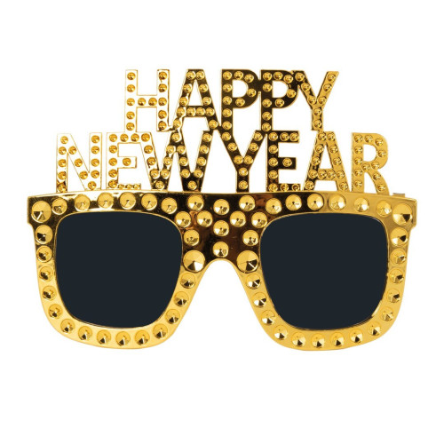 Paire de lunettes "Happy new year" couleur or pour adulte en vente à Be Happy, boutique de fête et accessoire réveillon