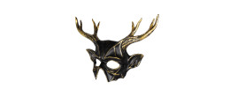 Masque bois de cerf noir et doré pour adulte en vente pour se déguiser en créature de la foret.