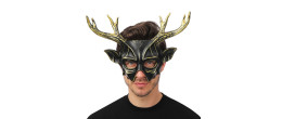 Masque bois de cerf noir et doré pour adulte en vente pour se déguiser en créature de la foret.