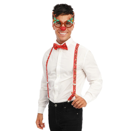 Set renne de noël pour adulte avec lunette, noeud pap et bretelle en vente chez Be Happy
