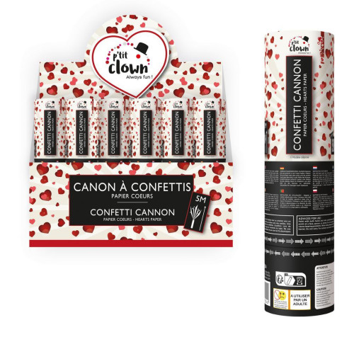 Canon à confettis Coeur rouge