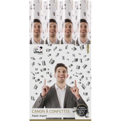 Canon à confettis argenté 40cm