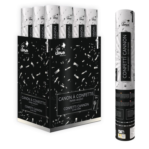 Canon à confettis argenté 40cm