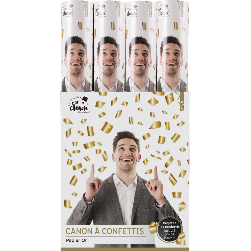 Canon à confettis doré 40cm