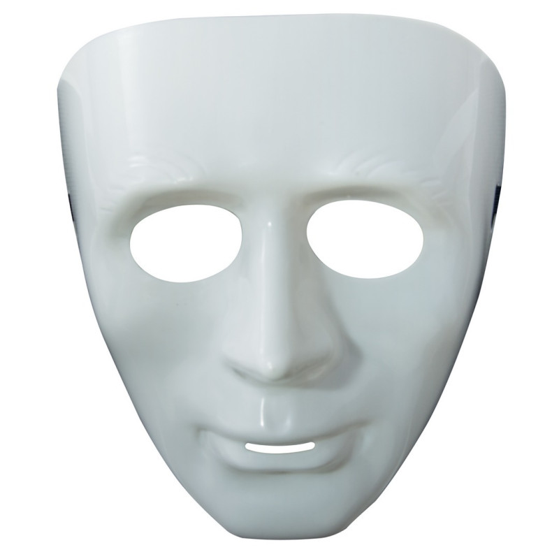 Masque blanc neutre rigide adulte en vente chez Be Happy, masque théâtre, masque atelier