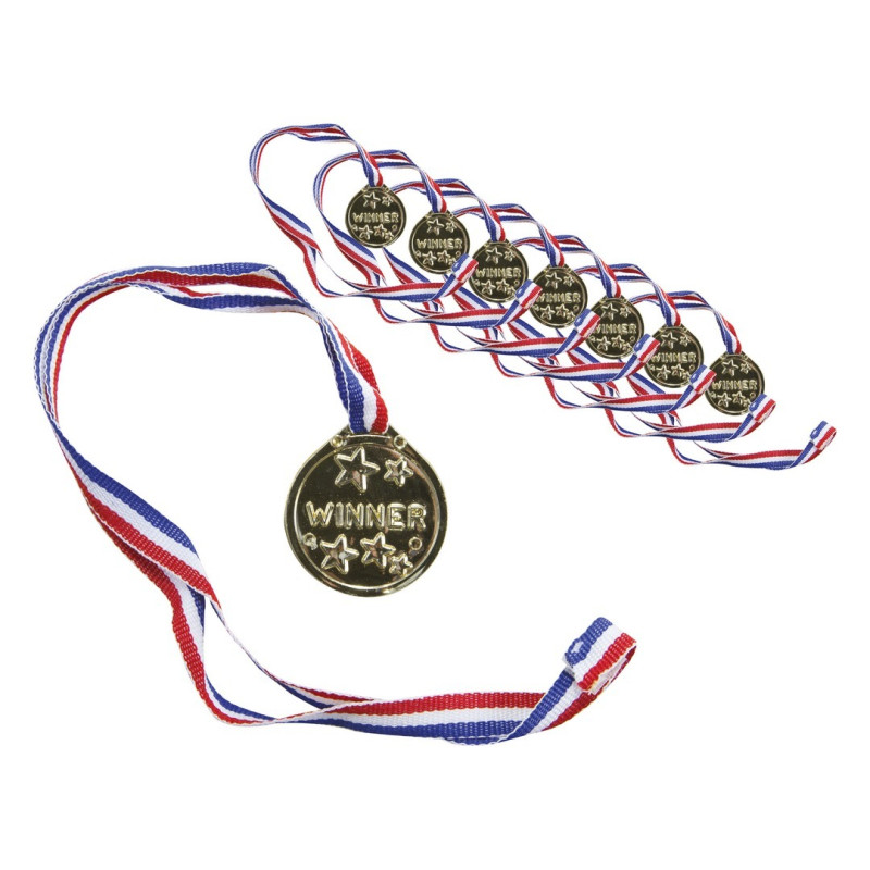 8 Médailles de champion, winner couleur or en vente chez Be Happy.