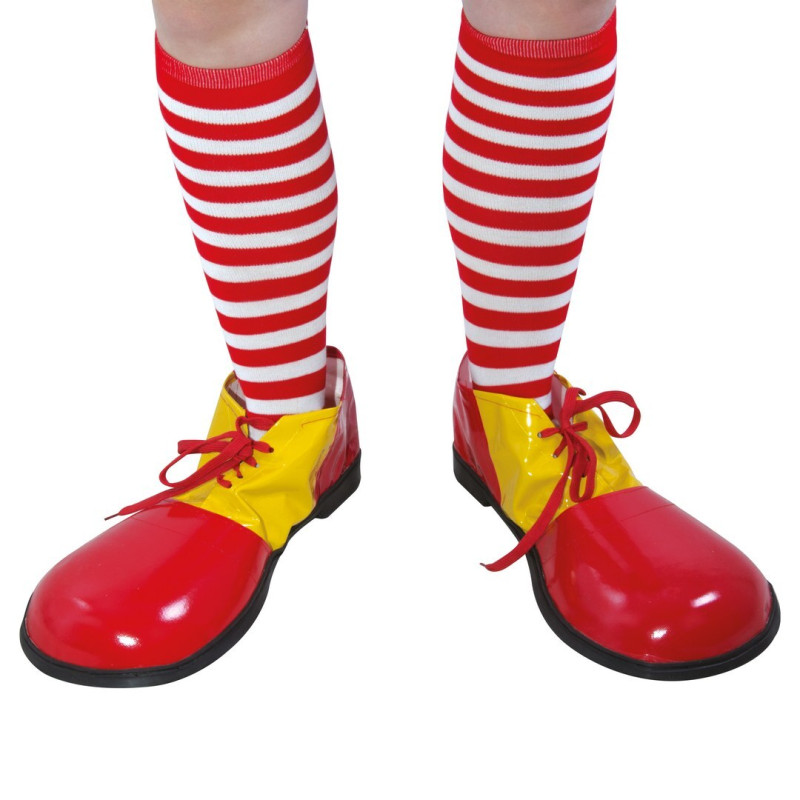 Chaussette clown rayés couleur rouge et blanc pour adulte en vente.