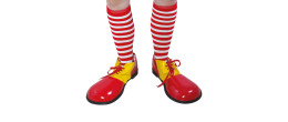Chaussette clown rayés couleur rouge et blanc pour adulte en vente.