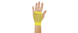 Gants mitaines résille court jaune pour déguisement