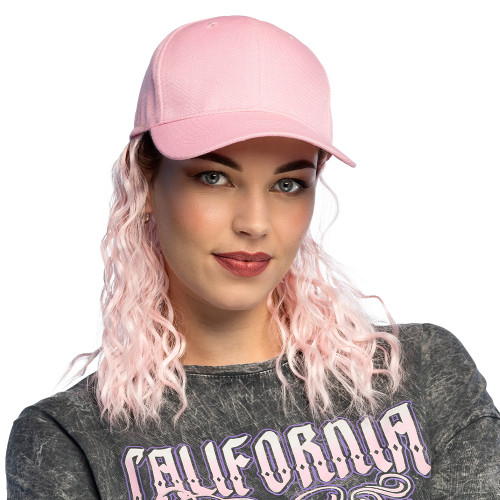 Casquette avec cheveux rose réglable pour adulte en vente chez Be Happy