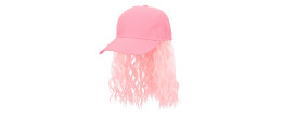 Casquette avec cheveux rose réglable pour adulte en vente chez Be Happy