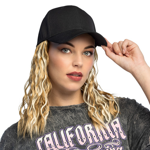 Casquette avec cheveux blond pour adulte en vente chez Be Happy