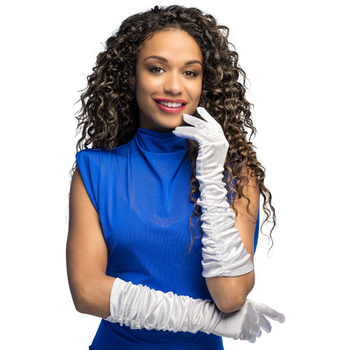 Gants long plissée blanc