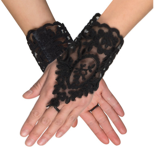 Gants Plissés Noirs 45cm