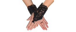Gants poignet en dentelle noir style cabaret charleston 1920 pour femme en vente à Be Happy