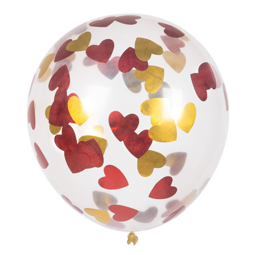 5 ballons à confettis coeur