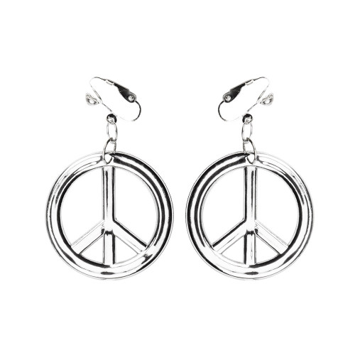 Set bijoux hippie Peace and Love couleur argenté pour adulte avec collier et boucle d'oreille en vente à Be Happy.