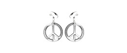 Set bijoux hippie Peace and Love couleur argenté pour adulte avec collier et boucle d'oreille en vente à Be Happy.