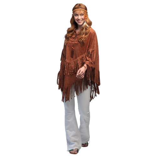 Poncho hippie, cowgirl marron pour adulte en vente chez Be Happy déguisement
