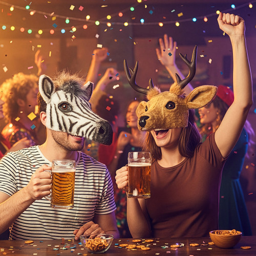 Masque peluche de zèbre luxe pour adulte en vente à Paris chez Be Happy et en ligne.