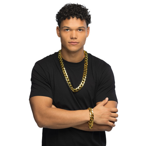 Bracelet à maillons rappeur bling bling  doré en vente chez Be Happy