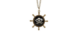 Collier roue gouvernail de pirate  en métal avec strass en vente chez Be Happy à Paris