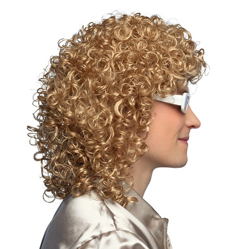 Perruque chanteur musicien Michel Polnareff luxe avec lunettes blanche pour adulte en vente à Be Happy.