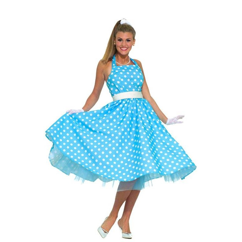 Robe année 50 à pois bleu, rock'n'roll