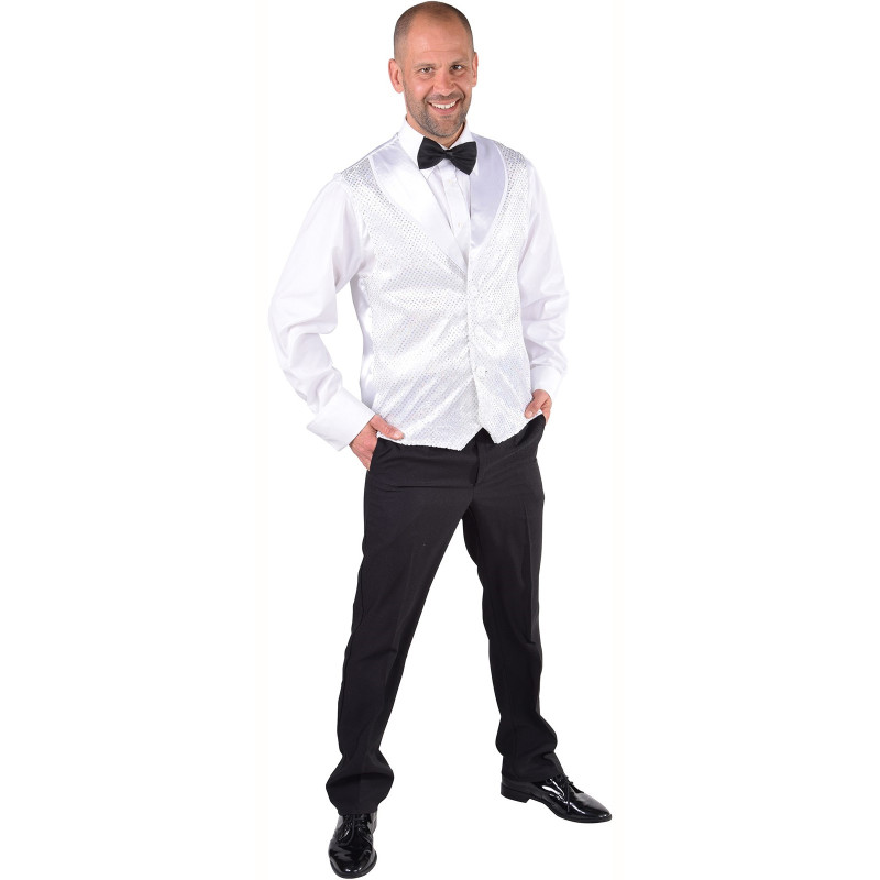 Gilet blanc à paillettes argenté