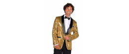 Location veste smoking disco à paillettes dorée pour homme chez Be Happy