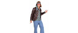 Location veste vintage année 60 hippie marron cuir à franges pour homme chez Be Happy