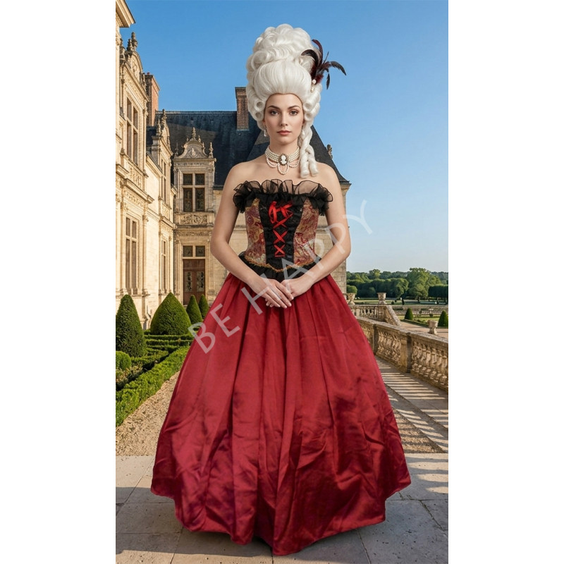 Location robe d'époque courtisane de Versailles bordeaux chez Be Happy