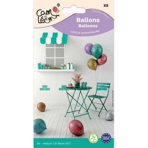 8 Ballons "Joyeux Anniversaire" chromé