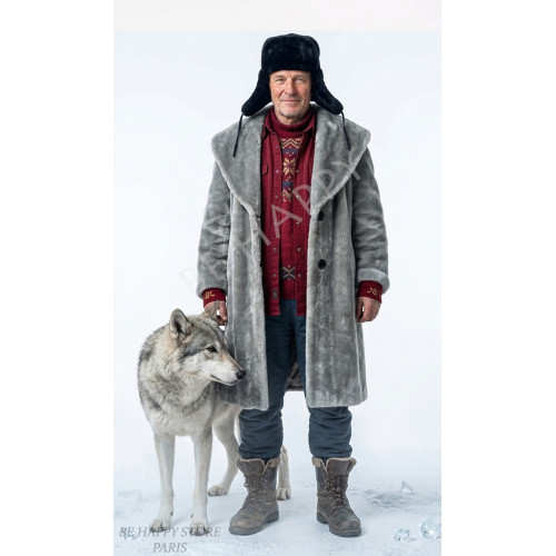 Manteau du Grand Nord en fourrure épaisse, costume de style Viking ou Jon Snow, boutique de location Be Happy.