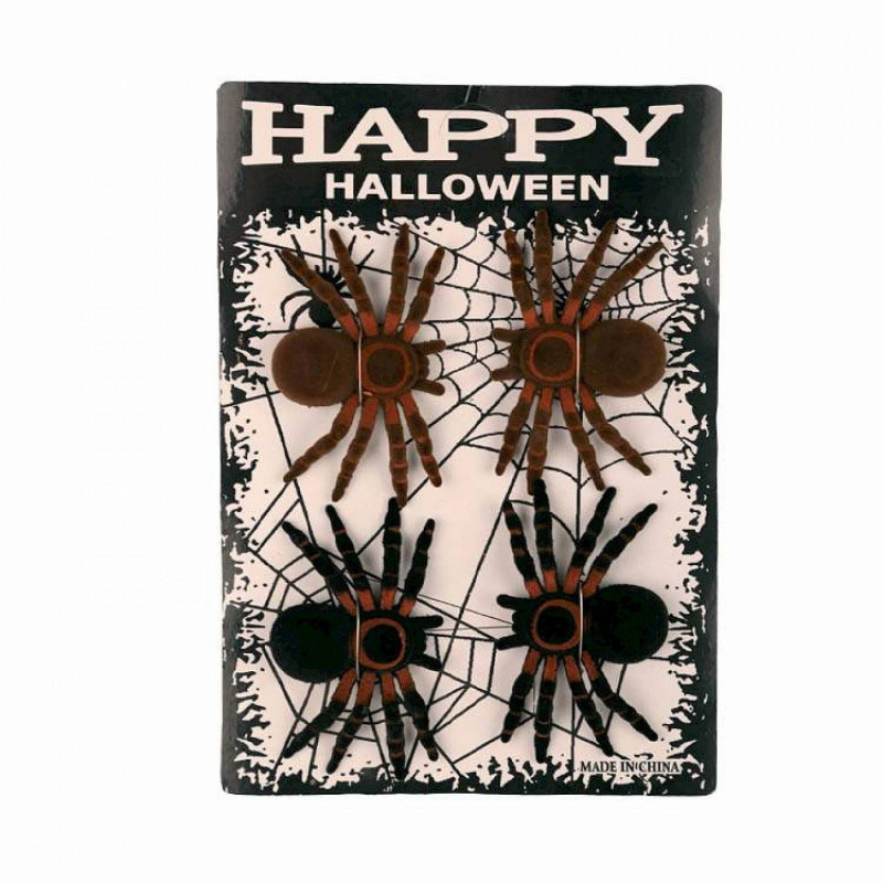 Set 4 mygales noires velours 12cm