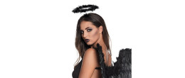 Auréole d'ange noire en plumes pour adulte en vente à Paris chez Be Happy