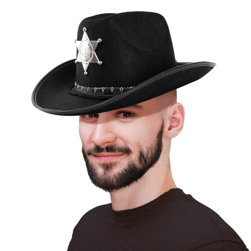 Chapeau de Sherif pour adulte avec étoile argentée en vente à Paris chez Be Happy