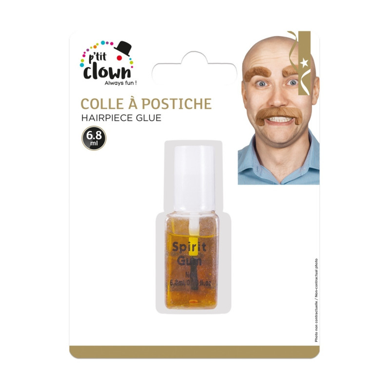 Colle à postiche, moustache, barbe. Maquillage colle pour visage adule en vente chez Be Happy
