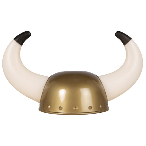 Vente casque Viking doré avec grande cornes pour adulte chez Be Happy à Paris et en ligne.